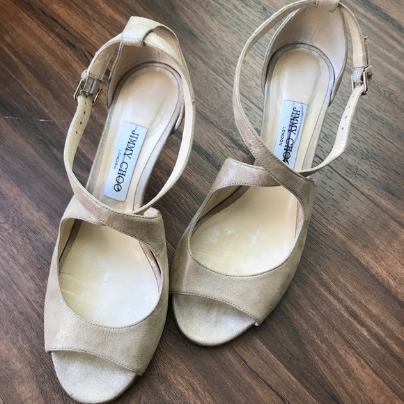 Jimmy Choo Emily Shimmer Suede 65mm Sandal 38.5 - Picture 7 of 7